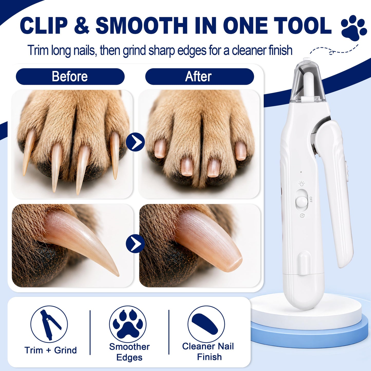 PawsLynn™ SafeTrim  2-in-1 LED Nail Clipper & Grinder
