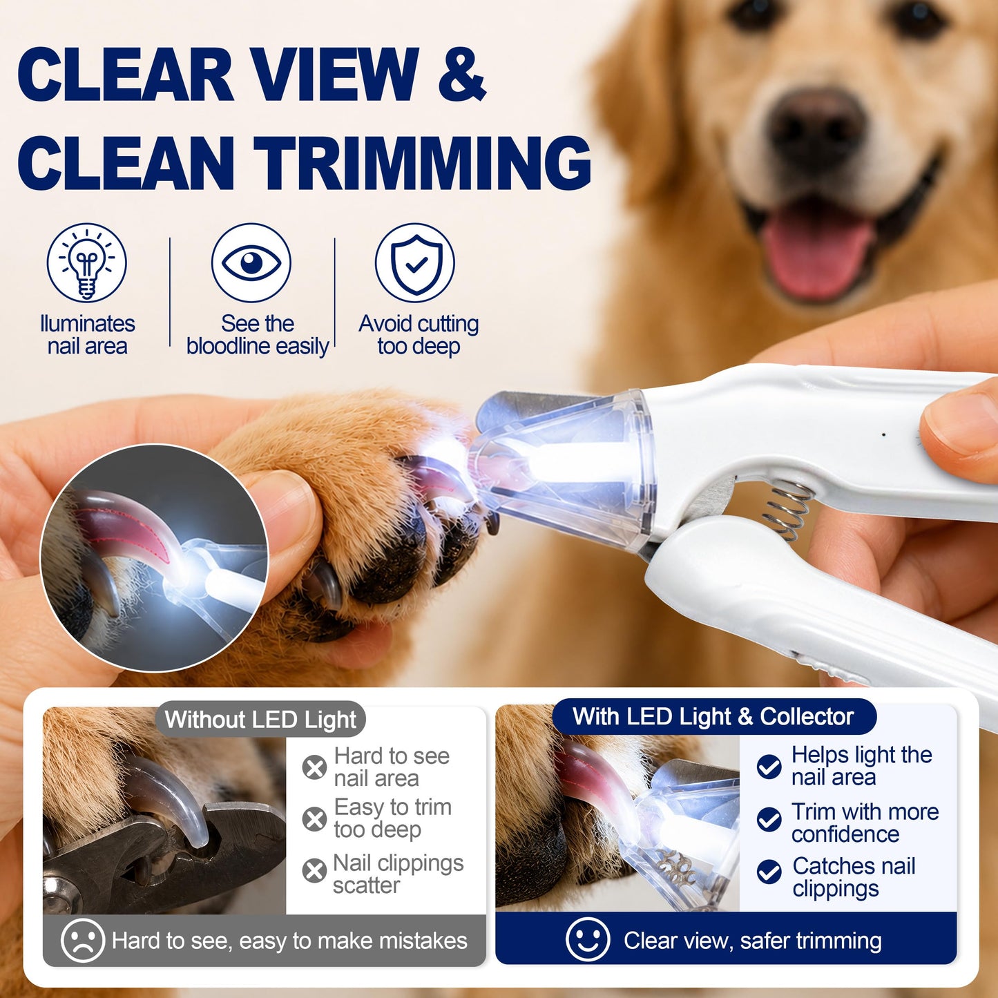 PawsLynn™ SafeTrim  2-in-1 LED Nail Clipper & Grinder