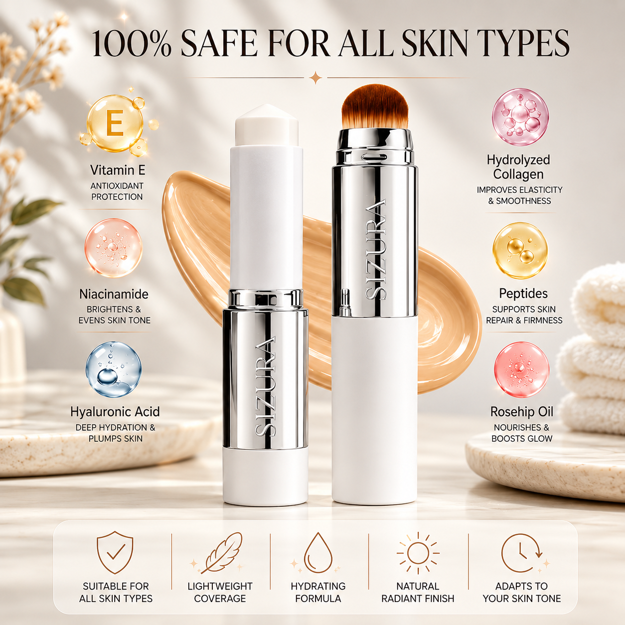 Sizura™ Color-Changing Foundation Stick